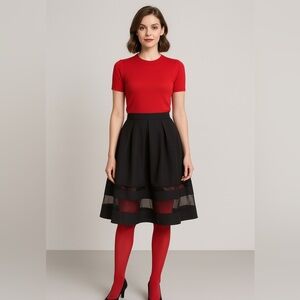 Express Black A-Line Skirt with Sheer Panel Detail – Size 10